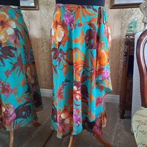 COLDWATER CREEK FLORAL MIDI SKIRT FLARE S